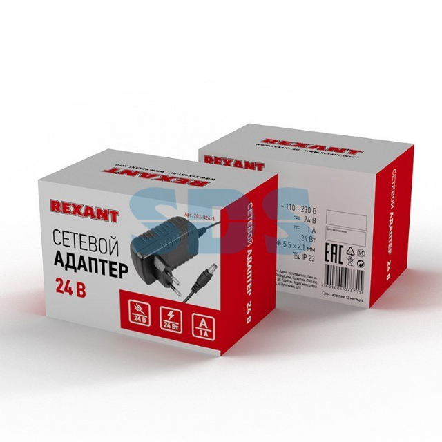 Источник питания 220 V AC/24 V DC 1 А 24 W с DC разъемом подключения 5.5х2.1, без влагозащиты (IP23)