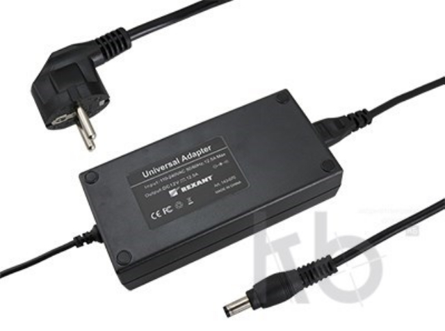 Источник питания 110-220 V AC/12 V DC 12,5 А 150 W с DC разъемом подключения 5.5х2.1, без влагозащиты (IP23)