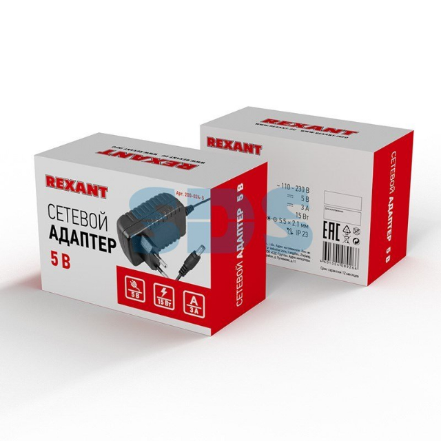Источник питания 110-220 V AC/5 V DC 3 А 15 W с DC разъемом подключения 5.5х2.1, без влагозащиты (IP23)