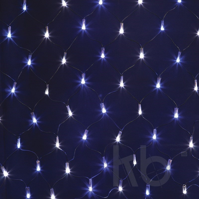 Гирлянда "Сеть" 2х0,7м, черный ПВХ, 176 LED Белые/Синие