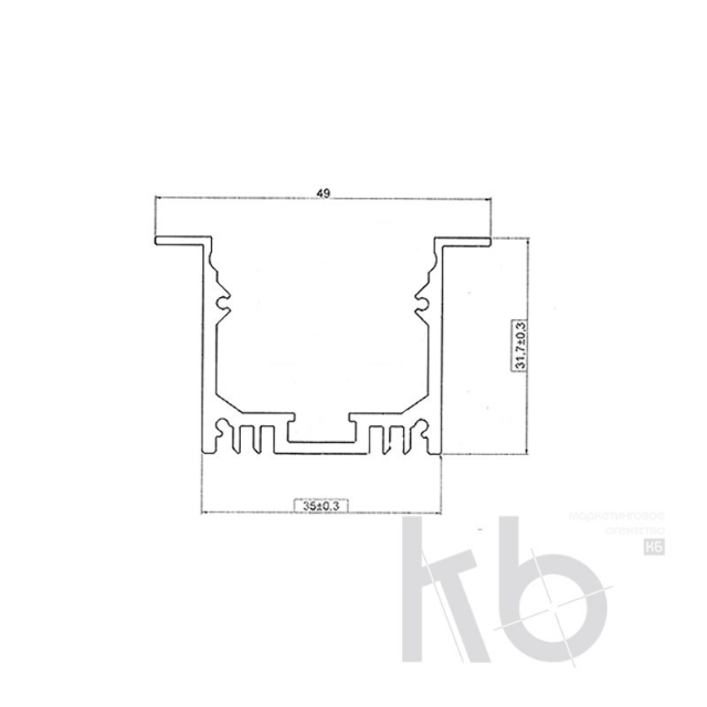 Профиль врезной алюминиевый 5032-2, 2 м REXANT