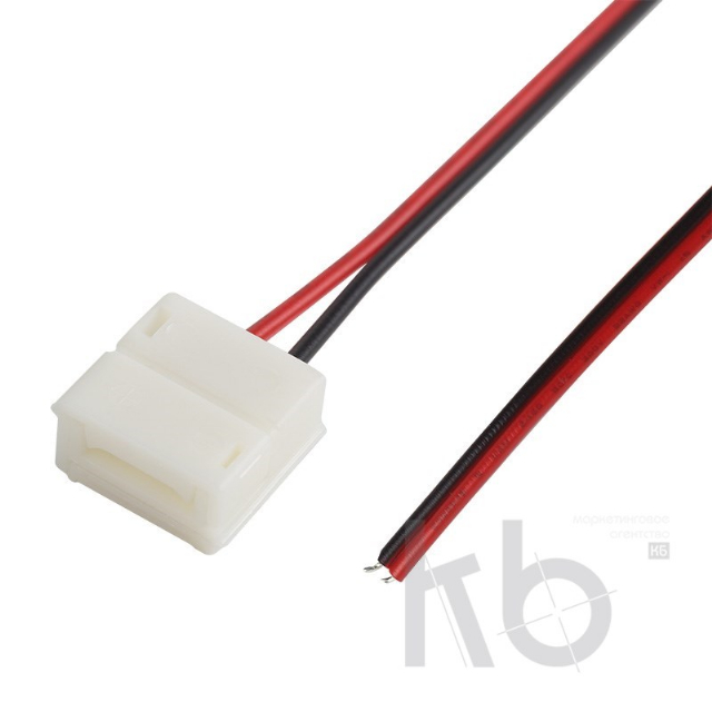 Коннектор питания (1 разъем) для одноцветных светодиодных лент с влагозащитой шириной 10 мм LAMPER