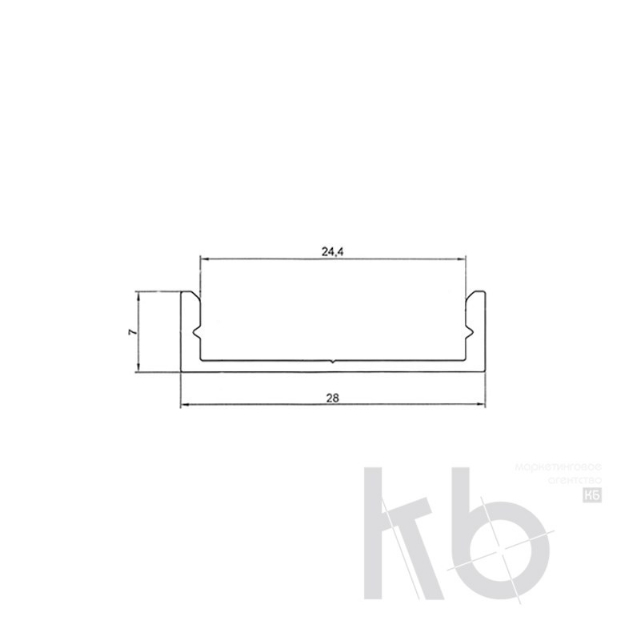 Профиль накладной алюминиевый 2807-2, 2 м REXANT