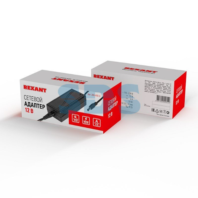 Источник питания 110-220 V AC/12 V DC 6 А 72 W с DC разъемом подключения 5.5х2.1, без влагозащиты (IP23)