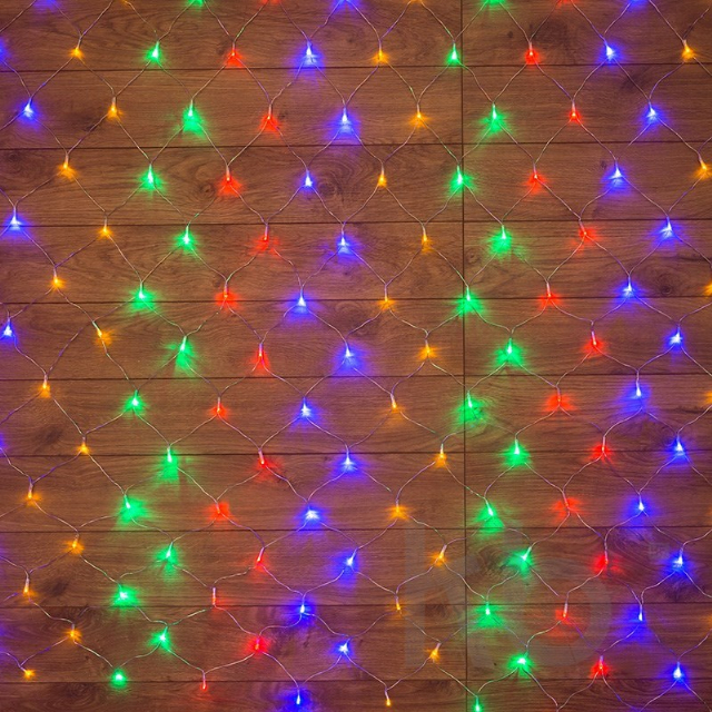 Гирлянда "Сеть" 1,5х1,5м, прозрачный ПВХ, 150 LED Мультиколор
