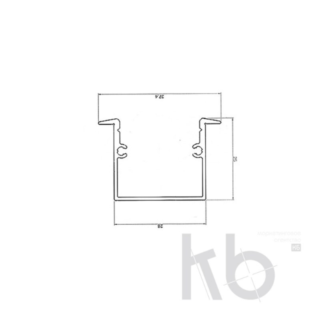 Профиль врезной алюминиевый 3725-2 2 м REXANT