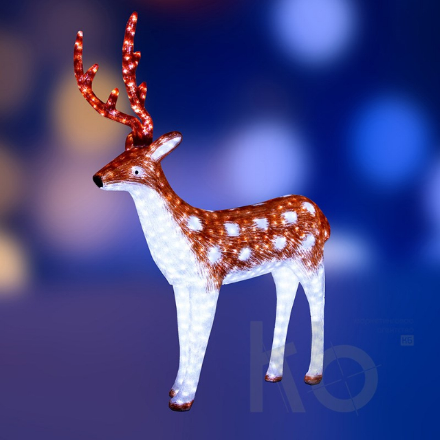 Акриловая светодиодная фигура "Олень папа коричневый" 153х115х28 см, 3500 светодиода, IP65 понижающий трансформатор в комплекте, NEON-NIGHT