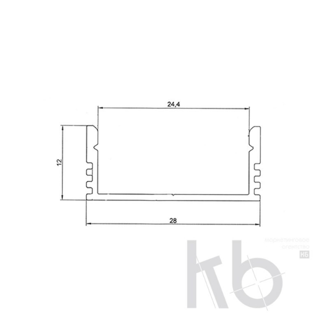 Профиль накладной алюминиевый 2812-2, 2 м REXANT