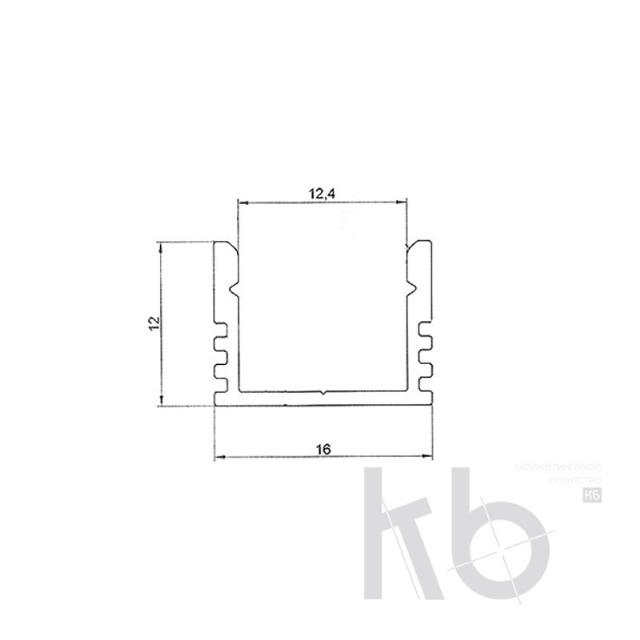 Профиль накладной алюминиевый 1612-2, 2 м REXANT