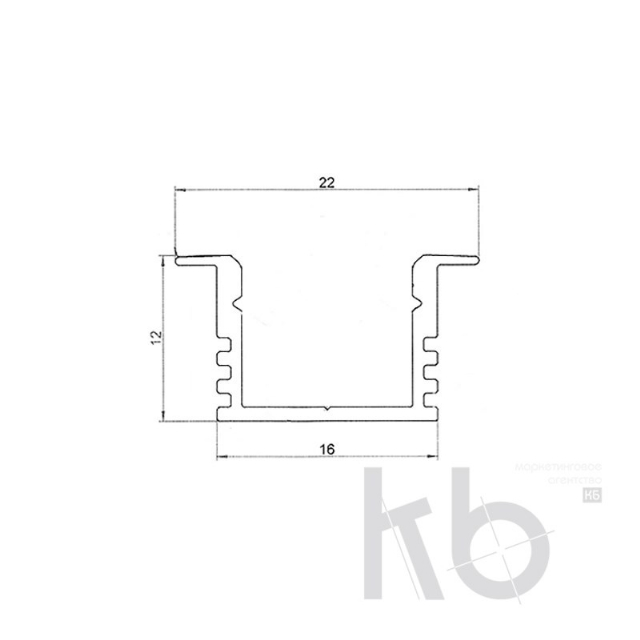 Профиль врезной алюминиевый 2212-2, 2 м REXANT