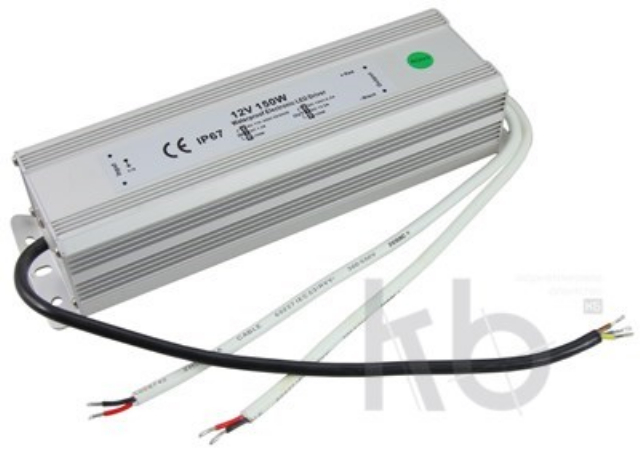 Источник питания 110-220 V AC/12 V DC 12,5 А 150 W с проводами влагозащищенный (IP67)