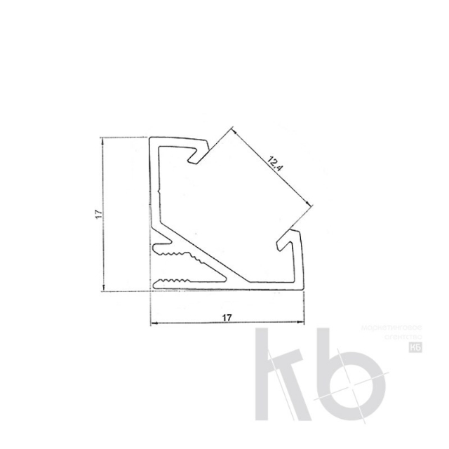 Профиль угловой алюминиевый 1717-2 2 м REXANT