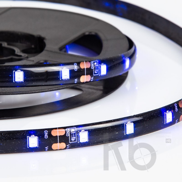 LED лента с USB коннектором 5 В, 8 мм, IP65, SMD 2835, 60 LED/m, цвет свечения синий