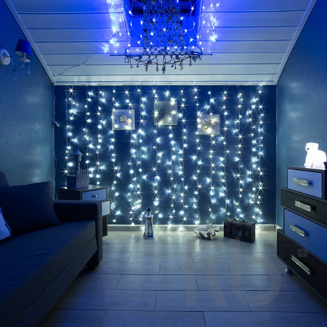 Гирлянда "Светодиодный Дождь"  2,5x2м, свечение с динамикой, прозрачный провод, 230 В, диоды БЕЛЫЕ