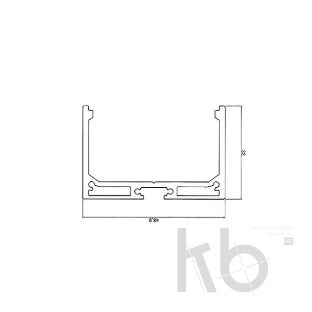 Профиль накладной алюминиевый 5032-2, 2 м REXANT