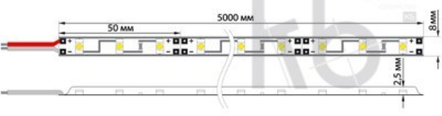 LED лента 220 В, 10х7 мм, IP67, SMD 2835, 60 LED/m, цвет свечения теплый белый, бухта 100 м