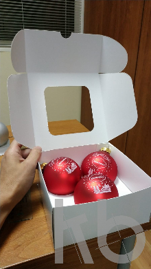 Коробка под 3 шара 100 мм квадратная по макету клиента